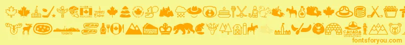 Canada-Schriftart – Orangefarbene Schriften auf gelbem Hintergrund