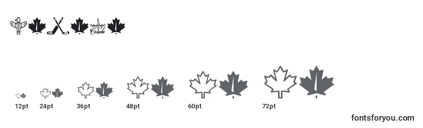 Canada font sizes