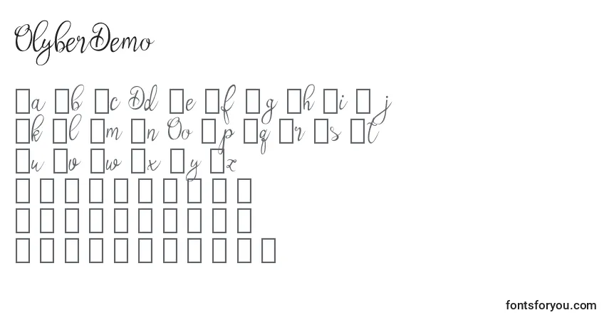 OlyberDemo-fontti – aakkoset, numerot, erikoismerkit