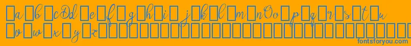 OlyberDemo-Schriftart – Blaue Schriften auf orangefarbenem Hintergrund