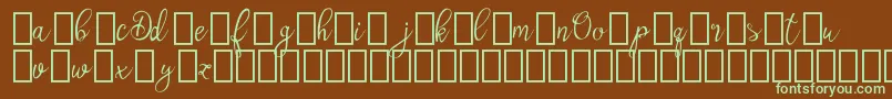OlyberDemo-fontti – vihreät fontit ruskealla taustalla