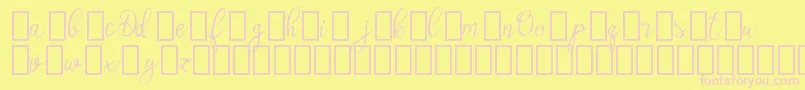 OlyberDemo-fontti – vaaleanpunaiset fontit keltaisella taustalla