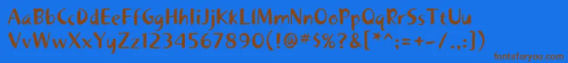 フォントKhakistd1 – 茶色の文字が青い背景にあります。