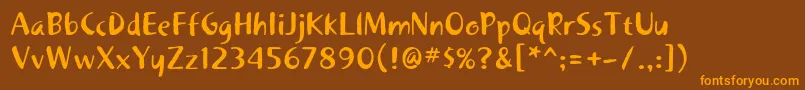 フォントKhakistd1 – オレンジ色の文字が茶色の背景にあります。