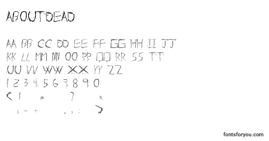 A fonte AboutDead – alfabeto, números, caracteres especiais