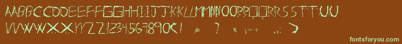 AboutDead-Schriftart – Grüne Schriften auf braunem Hintergrund