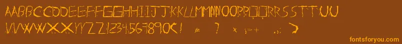 AboutDead-Schriftart – Orangefarbene Schriften auf braunem Hintergrund