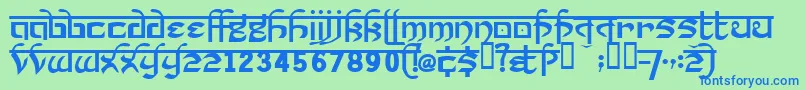 フォントPrakrta – 青い文字は緑の背景です。