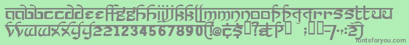 フォントPrakrta – 緑の背景に灰色の文字