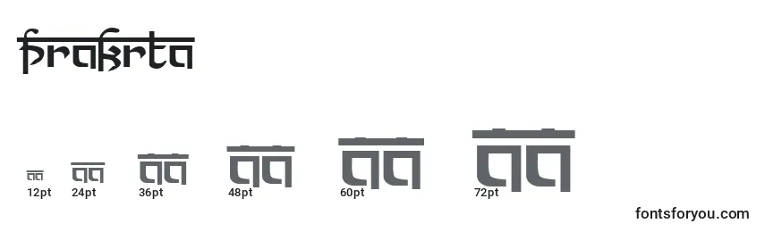 Размеры шрифта Prakrta