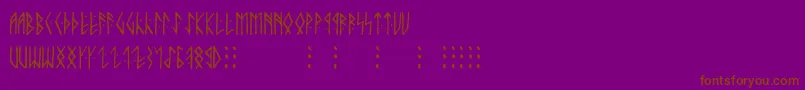 Runicaltnoc-Schriftart – Braune Schriften auf violettem Hintergrund
