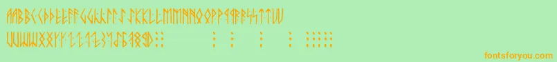 Runicaltnoc Font – Orange Fonts on Green Background