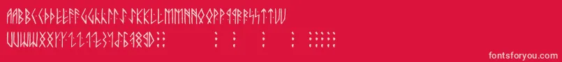 Runicaltnoc-fontti – vaaleanpunaiset fontit punaisella taustalla