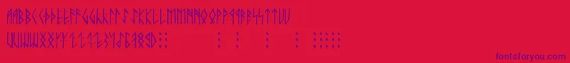 Runicaltnoc-Schriftart – Violette Schriften auf rotem Hintergrund