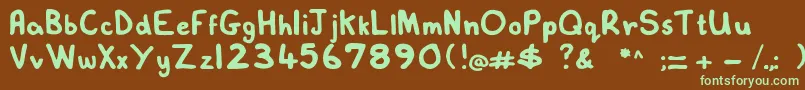 フォントLovelexiehandwritten – 緑色の文字が茶色の背景にあります。