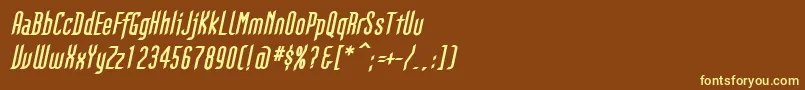 GothikkaBolditalic-fontti – keltaiset fontit ruskealla taustalla
