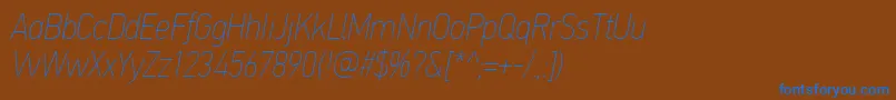Więcej informacji o czcionce PfdintextcondproXthinitalic Czcionka PfdintextcondproXthinitalic – niebieskie czcionki na brązowym tle