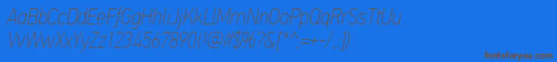 Saiba mais sobre a fonte PfdintextcondproXthinitalic Fonte PfdintextcondproXthinitalic – fontes marrons em um fundo azul