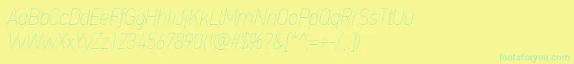 PfdintextcondproXthinitalic Font – Green Fonts on Yellow Background