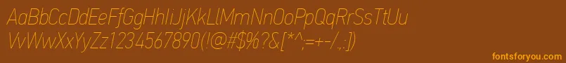 PfdintextcondproXthinitalic Font – Orange Fonts on Brown Background