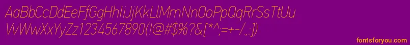 PfdintextcondproXthinitalic Font – Orange Fonts on Purple Background
