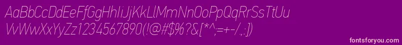 PfdintextcondproXthinitalic Font – Pink Fonts on Purple Background