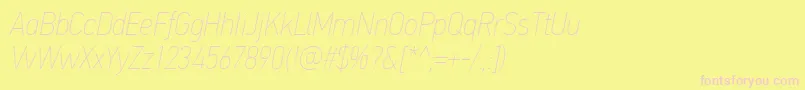PfdintextcondproXthinitalic Font – Pink Fonts on Yellow Background