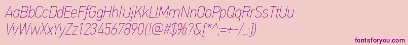 PfdintextcondproXthinitalic Font – Purple Fonts on Pink Background