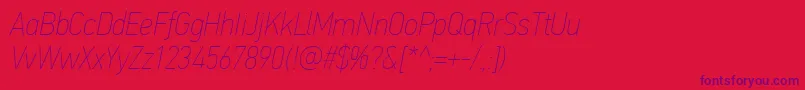 PfdintextcondproXthinitalic-Schriftart – Violette Schriften auf rotem Hintergrund