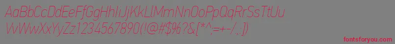 PfdintextcondproXthinitalic Font – Red Fonts on Gray Background