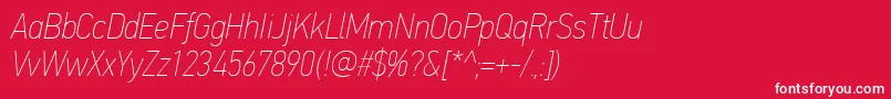 PfdintextcondproXthinitalic Font – White Fonts on Red Background