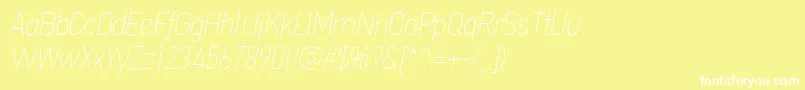 PfdintextcondproXthinitalic Font – White Fonts on Yellow Background