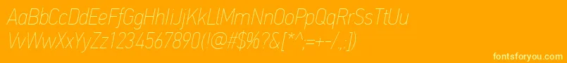 PfdintextcondproXthinitalic Font – Yellow Fonts on Orange Background
