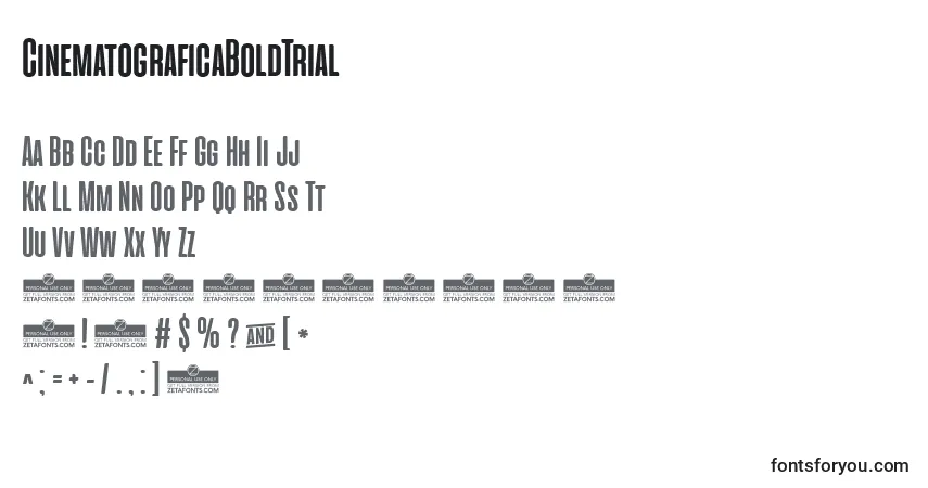Schriftart CinematograficaBoldTrial – Alphabet, Zahlen, spezielle Symbole