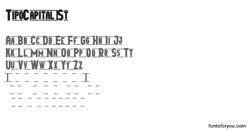 Czcionka TipoCapital1St – alfabet, cyfry, specjalne znaki