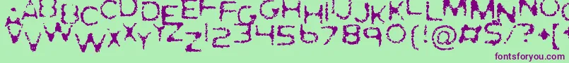 GhostlyPrints-fontti – violetit fontit vihreällä taustalla