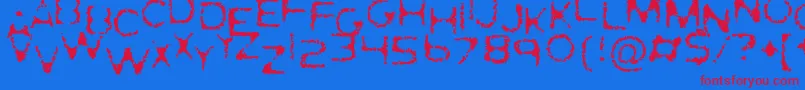 GhostlyPrints-Schriftart – Rote Schriften auf blauem Hintergrund