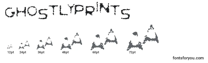 GhostlyPrints-fontin koot