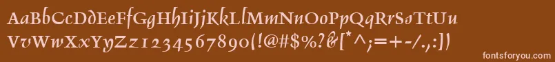 フォントDelphinLtIi – 茶色の背景にピンクのフォント