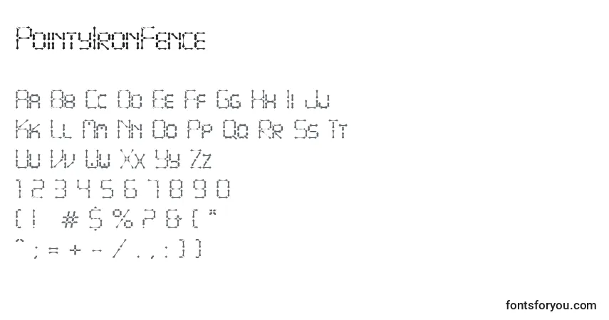 Fuente PointyIronFence - alfabeto, números, caracteres especiales