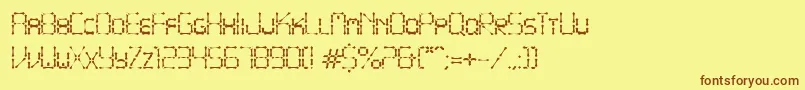 フォントPointyIronFence – 茶色の文字が黄色の背景にあります。