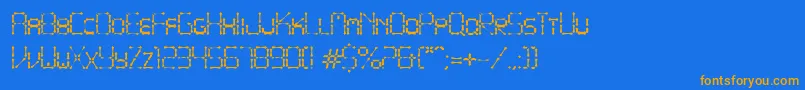フォントPointyIronFence – オレンジ色の文字が青い背景にあります。