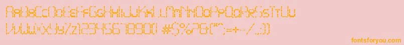フォントPointyIronFence – オレンジの文字がピンクの背景にあります。