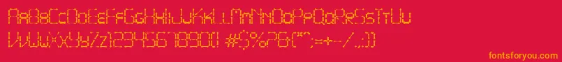 フォントPointyIronFence – 赤い背景にオレンジの文字