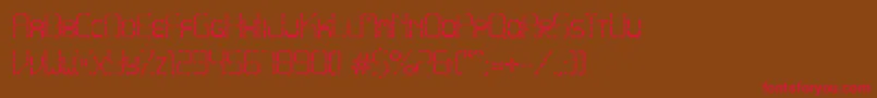 フォントPointyIronFence – 赤い文字が茶色の背景にあります。