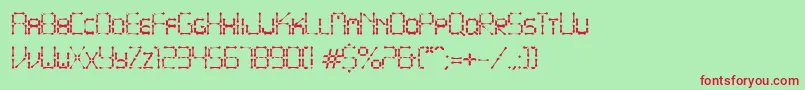 PointyIronFence-fontti – punaiset fontit vihreällä taustalla