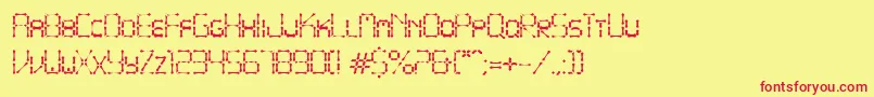 フォントPointyIronFence – 赤い文字の黄色い背景