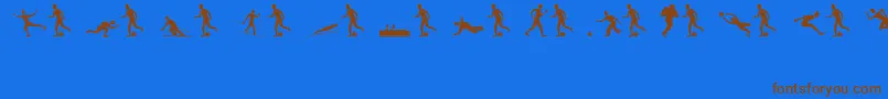 フォントSportsfigures – 茶色の文字が青い背景にあります。