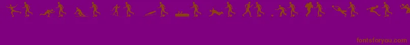 Sportsfigures-Schriftart – Braune Schriften auf violettem Hintergrund