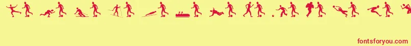 Sportsfigures-Schriftart – Rote Schriften auf gelbem Hintergrund